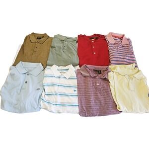 Mens Short Sleeve Polo Style Shirt Lot Of 8 Size M Casual Golf Various Brands